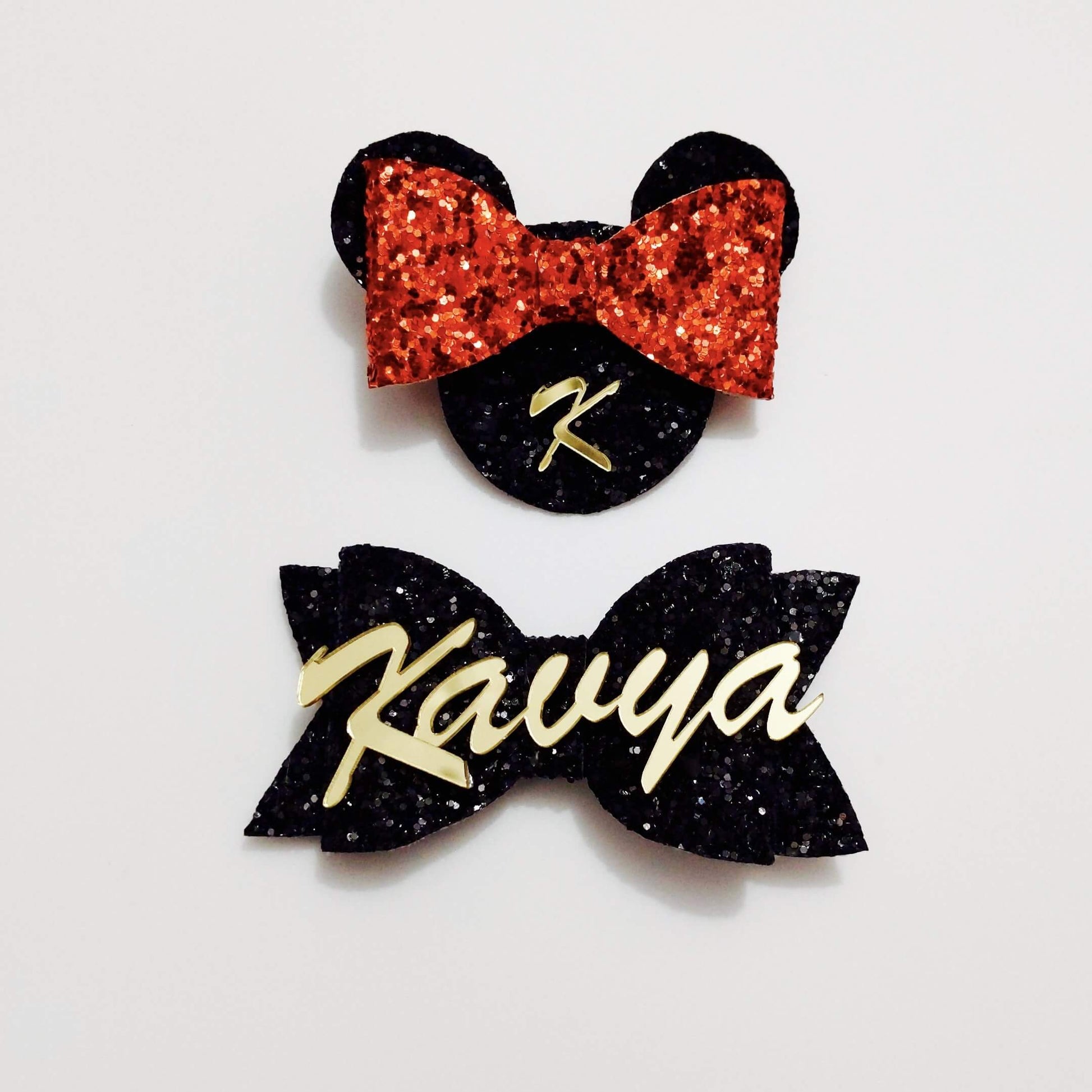 Custom Name Black Bow Hair Clip | Personalized Glitter Bow