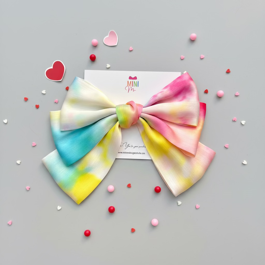 Love Splash Multicolor Silk Bow Hair Clip | Knot Layered Hair Bow