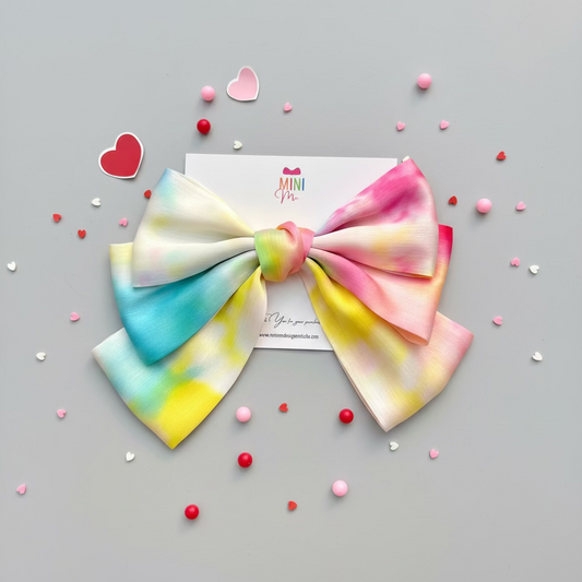 Love Splash Multicolor Silk Bow Hair Clip | Knot Layered Hair Bow