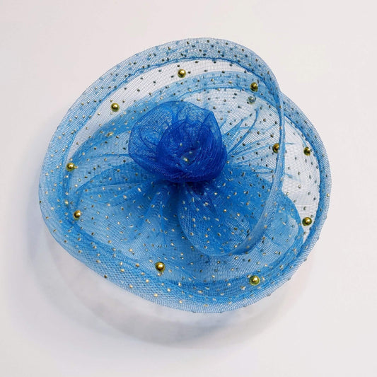 Twisted Blue Fascinator with Pearls | Baby Girl Designer Headband