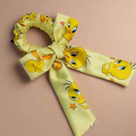Hello Tweety Scarf Scrunchies | Designer Princess Hair Accessory