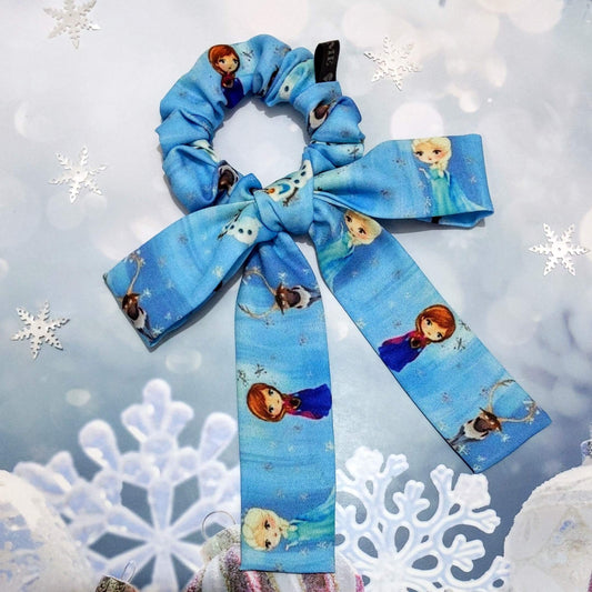 Disney Frozen Elsa and Anna Bow Knot Hair Scrunchie | Designer Hair Accessory