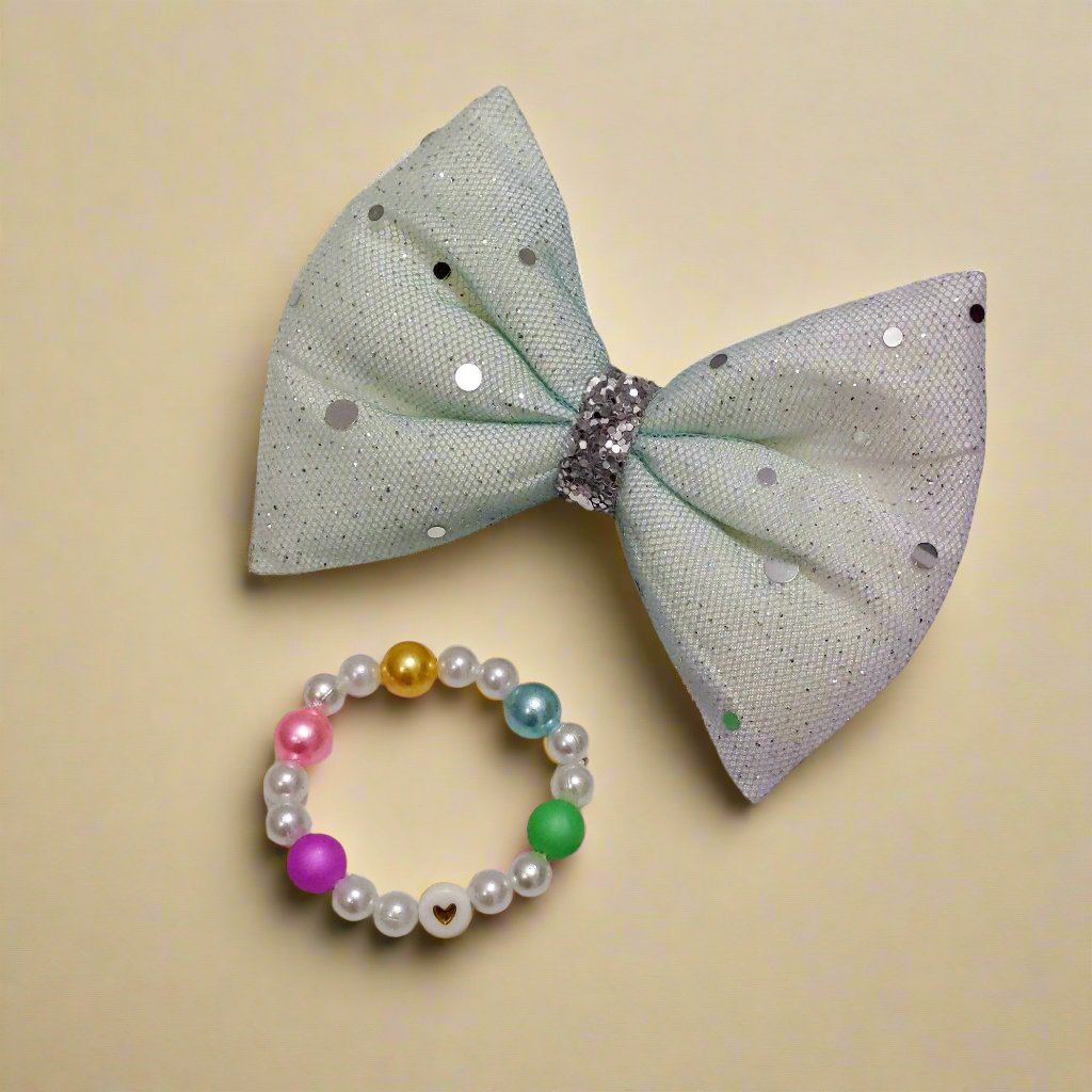 Rainbow Bow Hair Clip and Bracelet | Baby Girl and Kids
