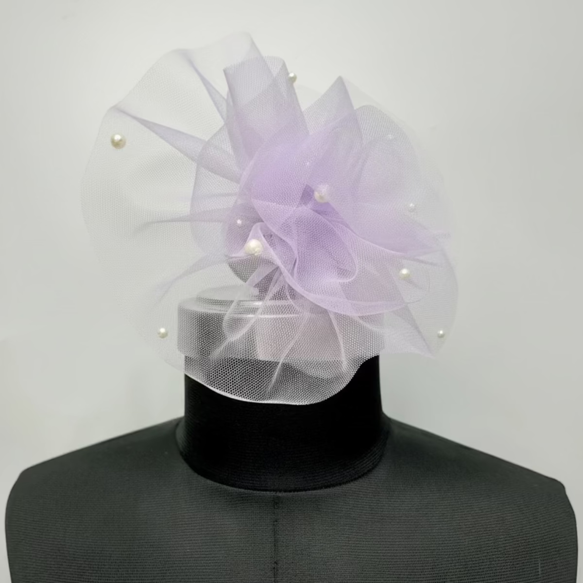 Light Purple Ruffled Fascinator with Feather