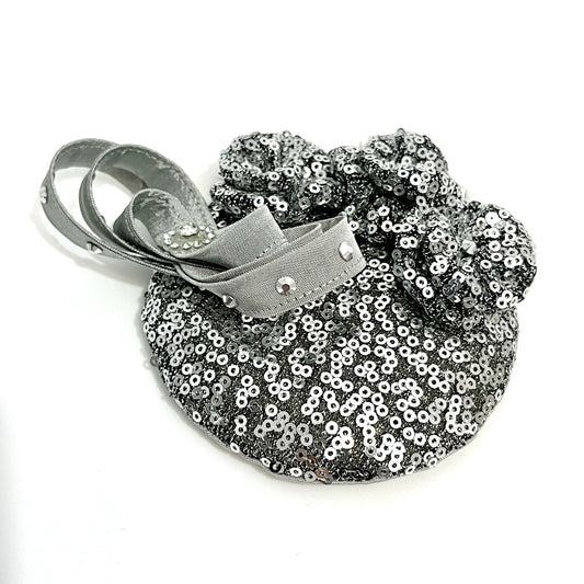 Dreamy Silver Sequin Fascinator Hat | Victorian Design