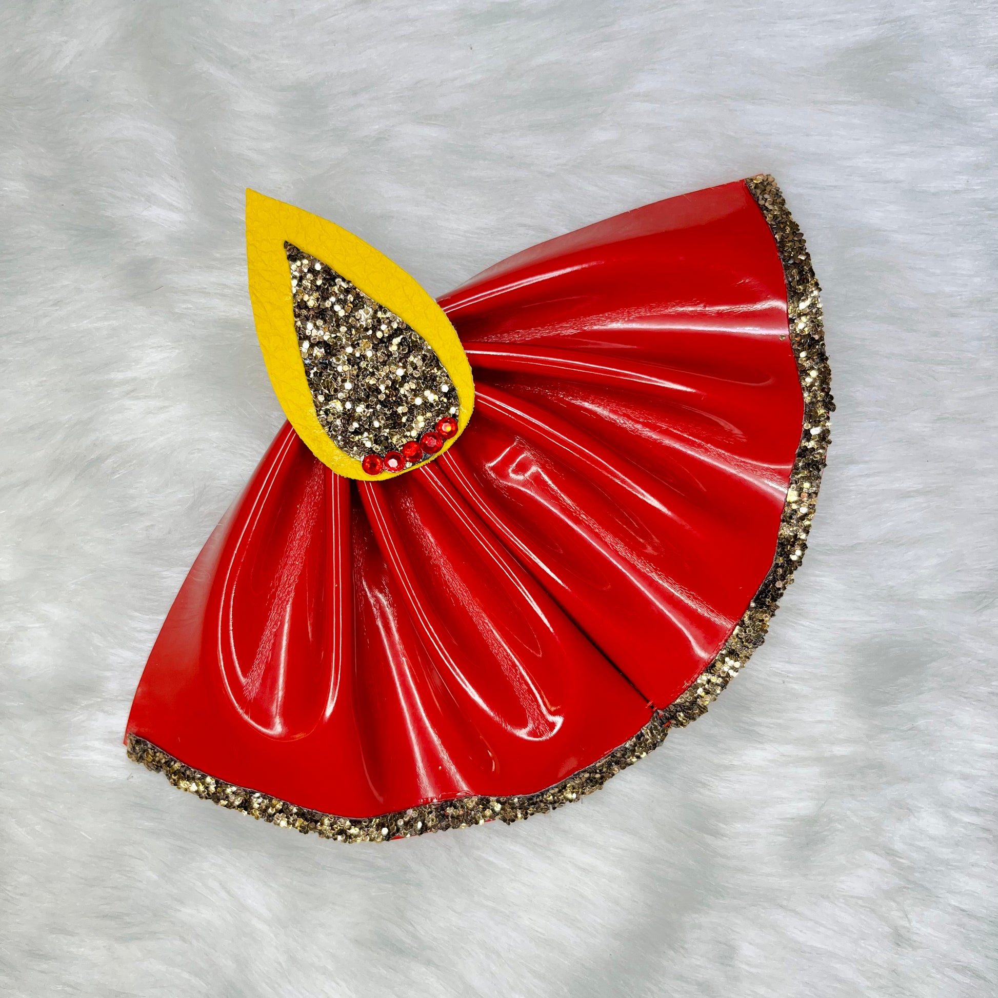 Diwali Red Leather and Glitter Diya Hair Clip