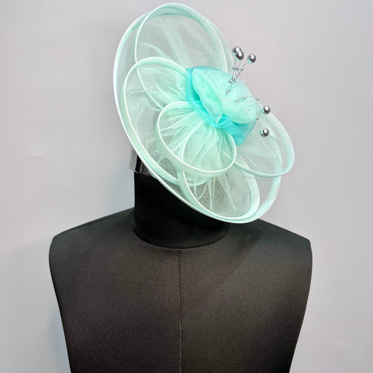 Aqua Mint Fascinator Hair Clip | Designer Hair Clip