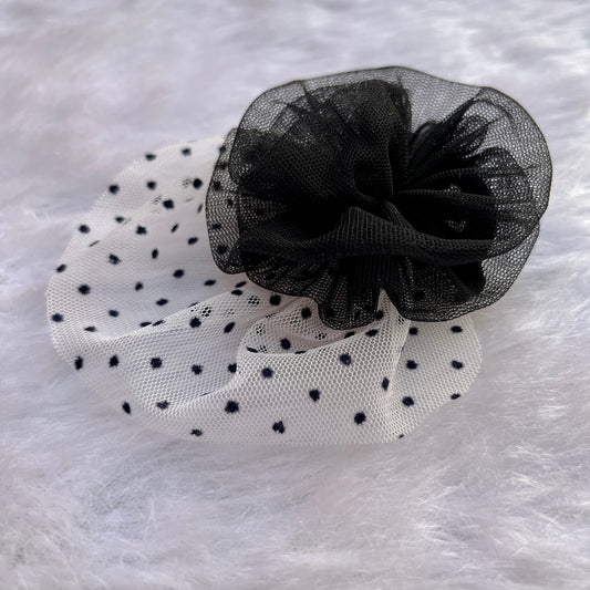 Black and White Polka Dots Fascinator Hair Clip