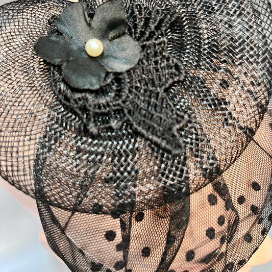 Black Veil Fascinator | Designer Couture Hair Clip