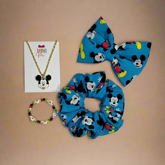 Mickey Mouse Accessories Combo | Scrunchie |  Hair Bow  | Necklace | Bracelet