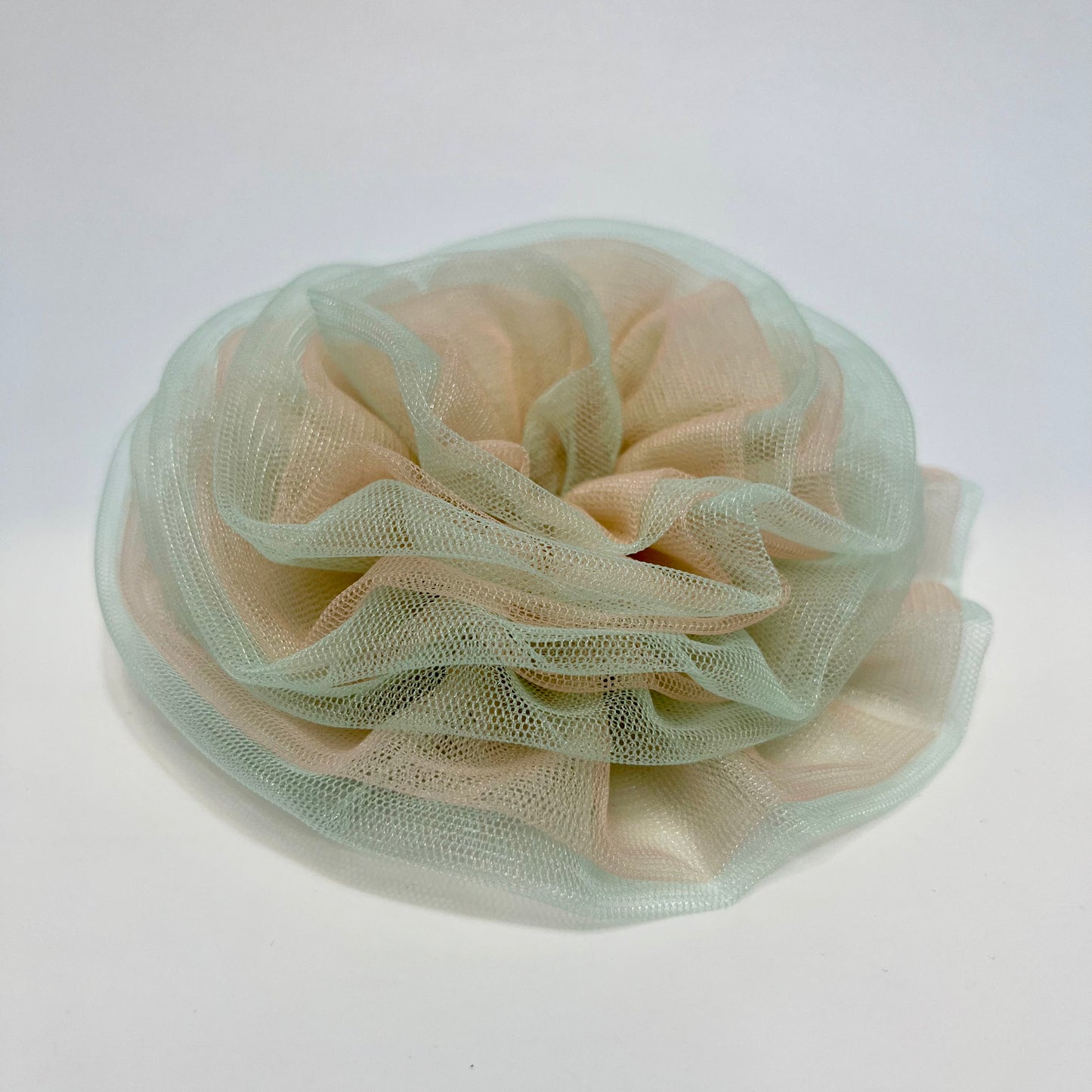 Peach and Green Flower Fascinator Baby Girl Soft Nylon Headband