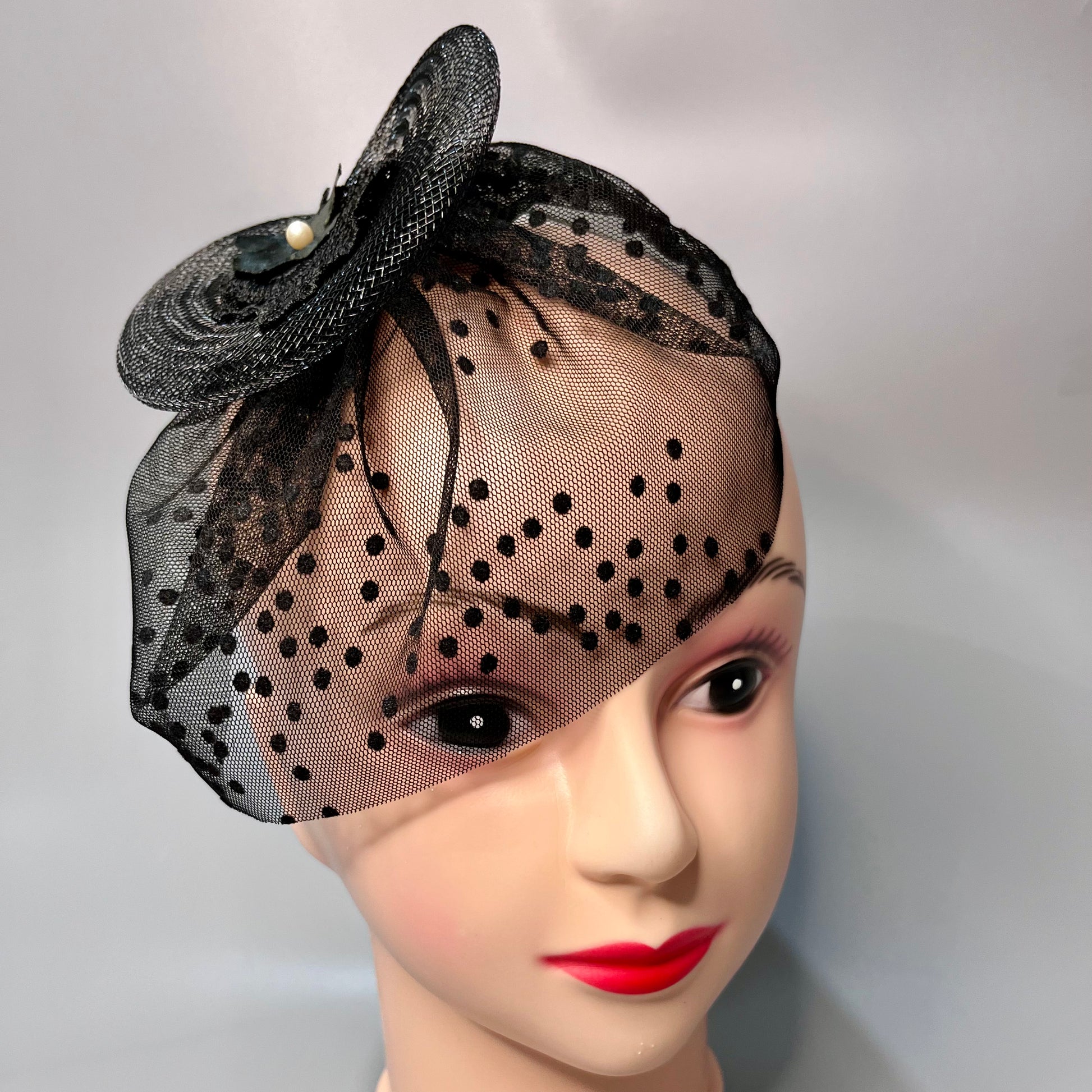 Black Veil Fascinator | Millinery Couture Headpiece