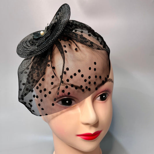 Black Veil Fascinator | Millinery Couture Headpiece