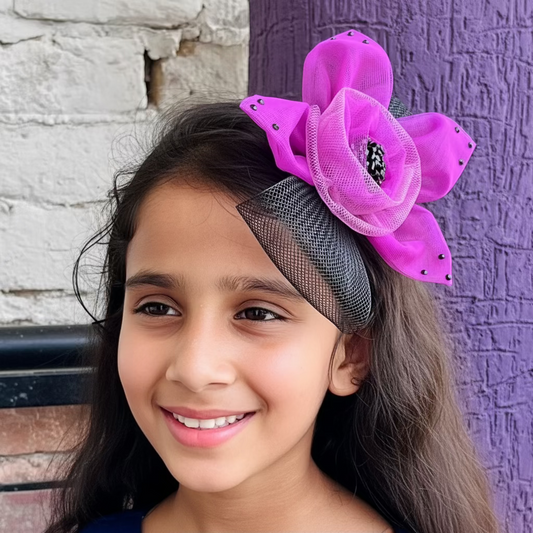 Black and Purple Flower Fascinator | Birthday Hair Accessory