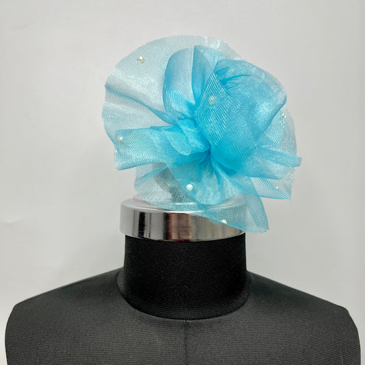 Sky Blue Ruffled Fascinator Hair Clip
