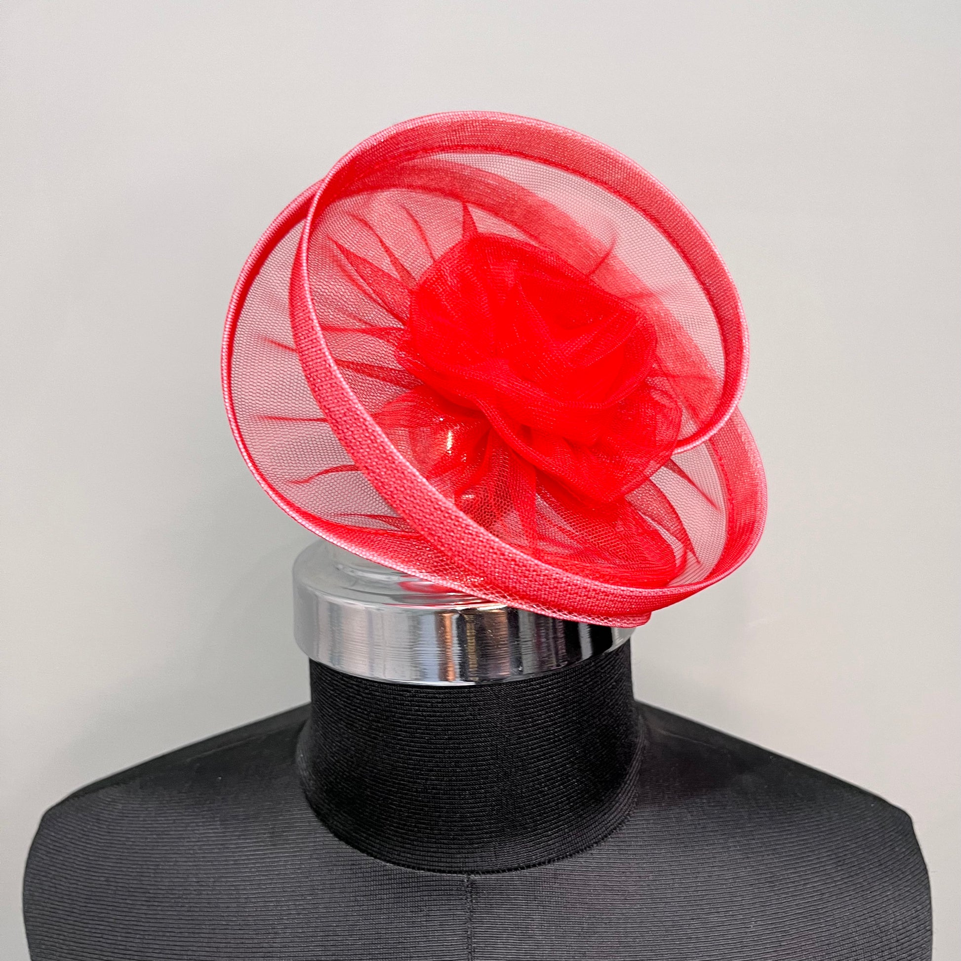 Red Fascinator Hat | Alligator Hair Clip