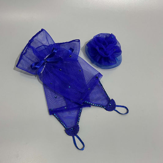 Blue Princess Gloves and Fascinator Hair Clip for Girls | Birthday accessories for mini princesses
