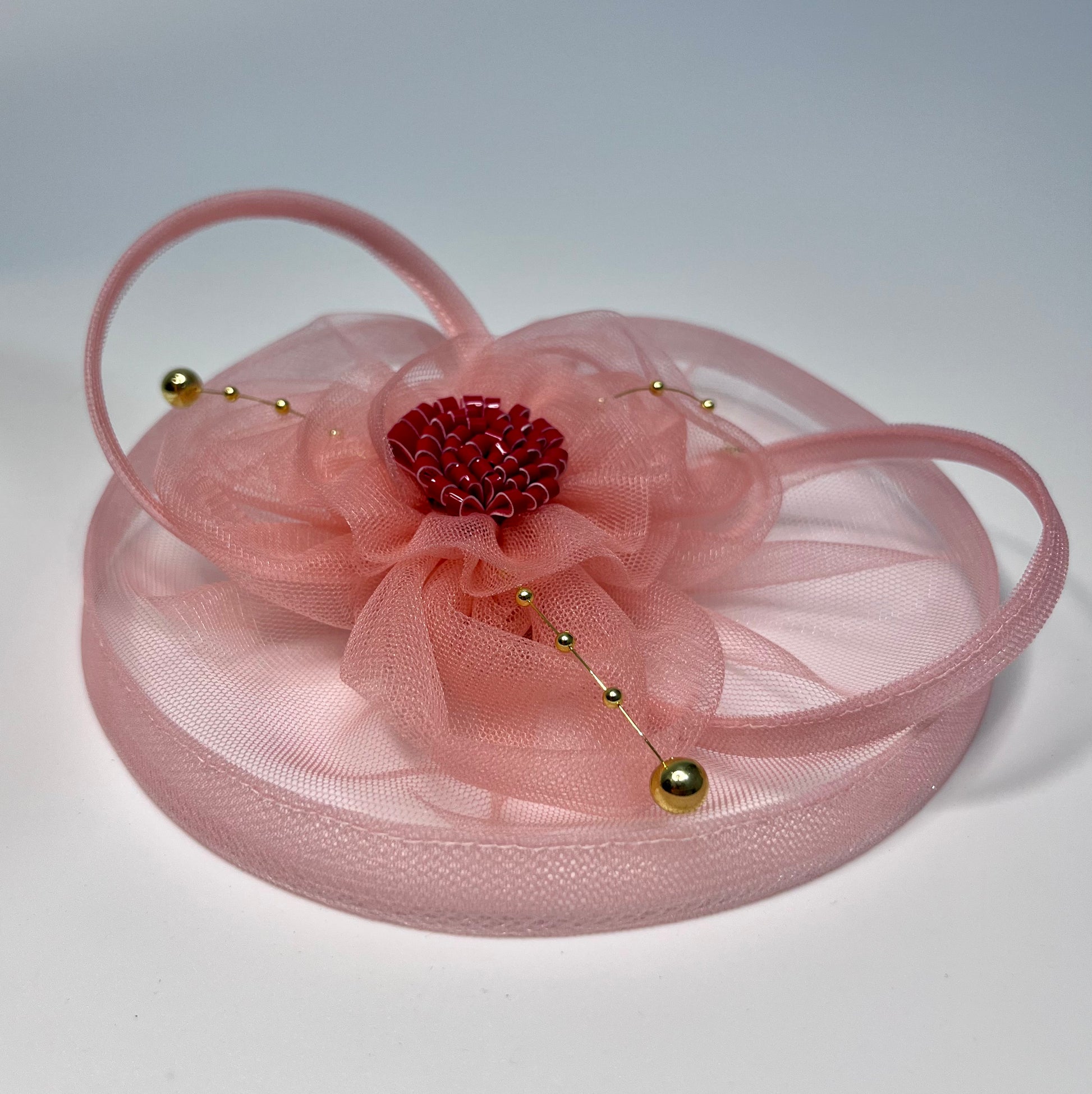 Peach Flower Fascinator Hat | High Team Summer Casual Hair Accessory