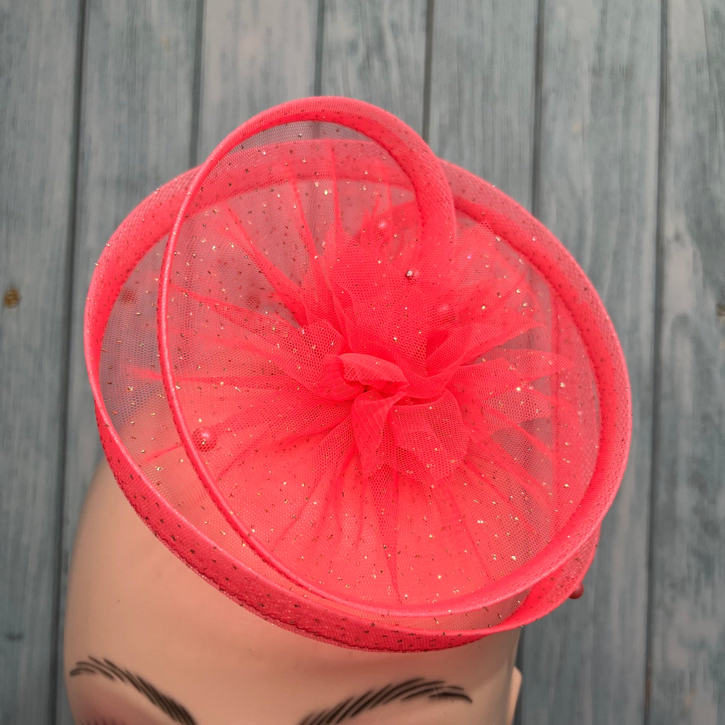 Golden Sparkle Pink Fascinator Hair Clip