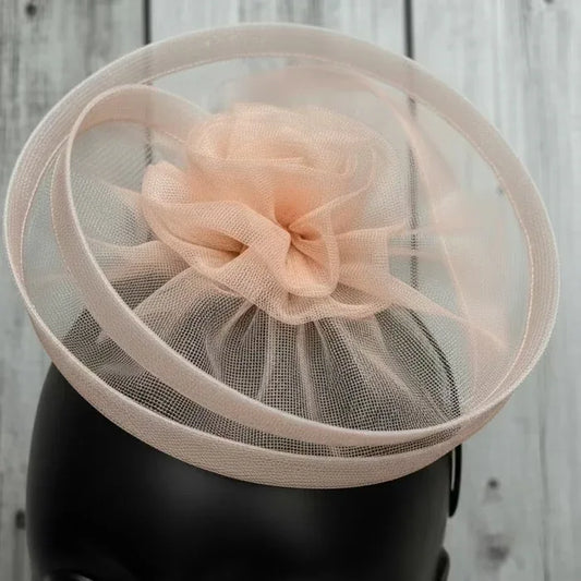 Light Peach Twisted Flower Fascinator Hat