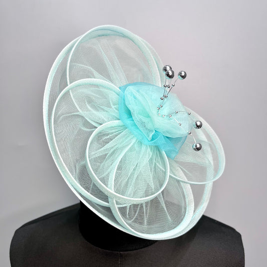 Aqua Mint Fascinator Hair Clip | Couture Headpiece