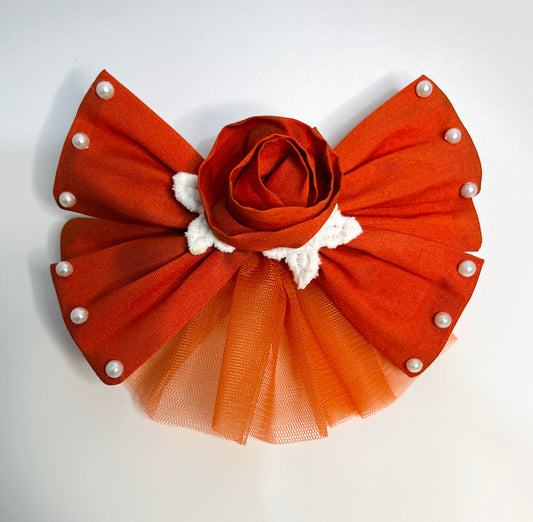 Princess Moana Rust Red Flower Fascinator