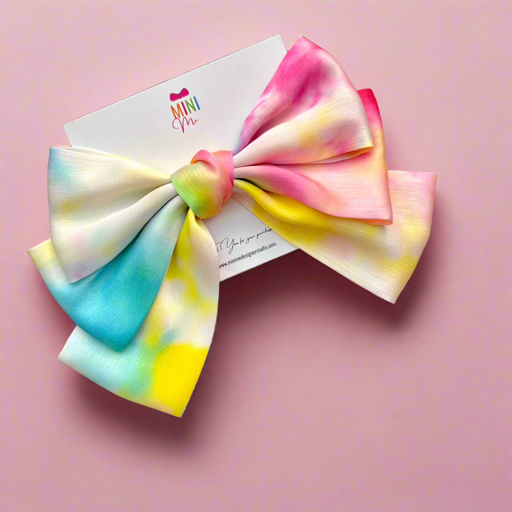 Love Splash Multicolor Silk Bow Hair Clip | Knot Layered Hair Bow