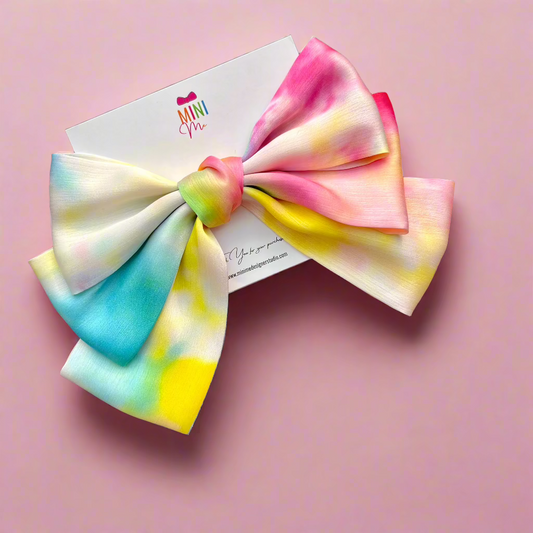 Love Splash Multicolor Silk Bow Hair Clip | Knot Layered Hair Bow