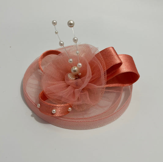 Peach Princess Fascinator Hat | Elegant Designer Hair Accessory