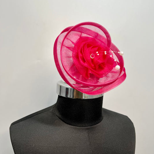 Twisted Dark Pink Fascinator | First Birthday Hair Clip