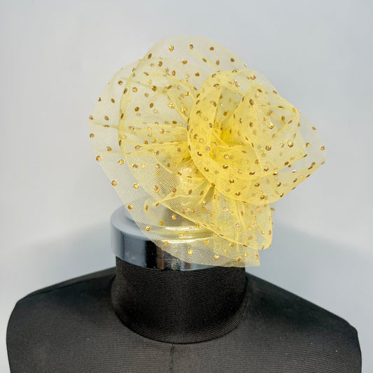 Glittery Gold Yellow Fascinator Hair Clip