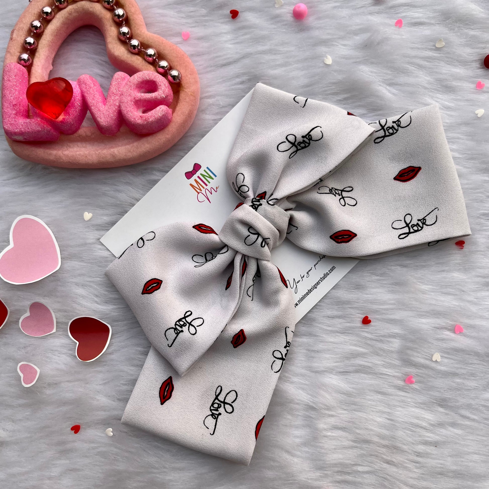 Blast of Love Hair Bow | Off-White and Red Hair Clip