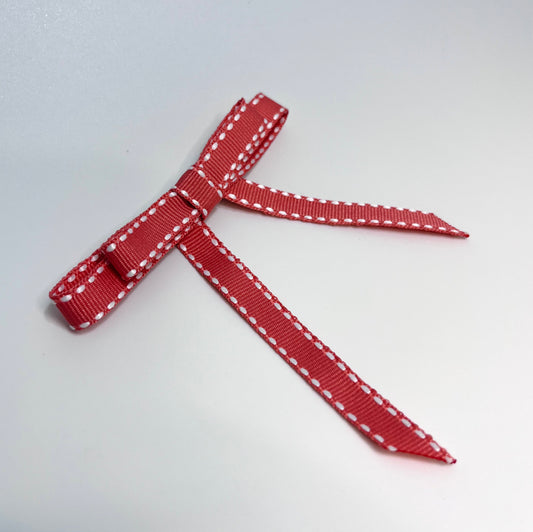 Coral Pink Ribbon Tail Bow | Alligator Hair Clip