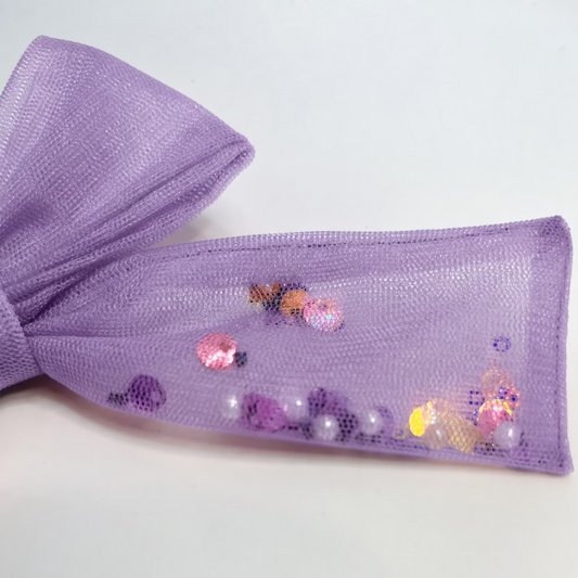 lilac purple Tulle Shaker Sequin Hair Bow | Alligator Hair clip